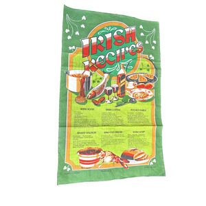 Vintage Irish Recipes Tea Towel Dishcloth Irish Stew... Made in Ireland 29"x18"
